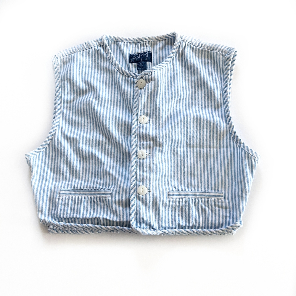 Vintage Pinstripe Short Crop Vest Medium 1980s